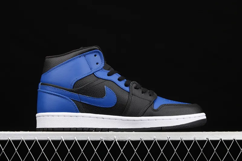 All categories Air Jordan Jordan series basketball shoes Air Jordan 1 Mid Air Jordan 1 Mid AJ1 Joe 1 black and blue China basketball shoes 554724-077